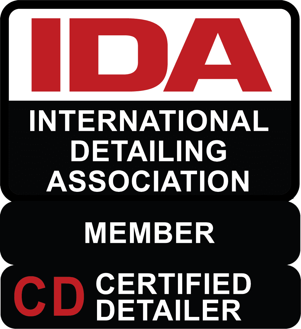 International Detailers Association Member logo for 2023. The letters I,D, & A are in red and bold. Below this in smaller writing are the words "International Detailers Association'. Below this in white writing with a black background it says " Member". And under this it says Certified detailer.